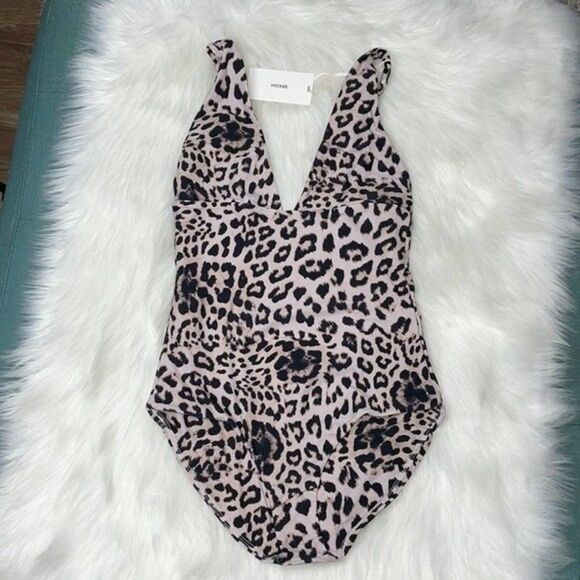 MIKOH Womens Size Small AITUTAKI Deep V Leopard Print ONE PIECE - Picture 5 of 12